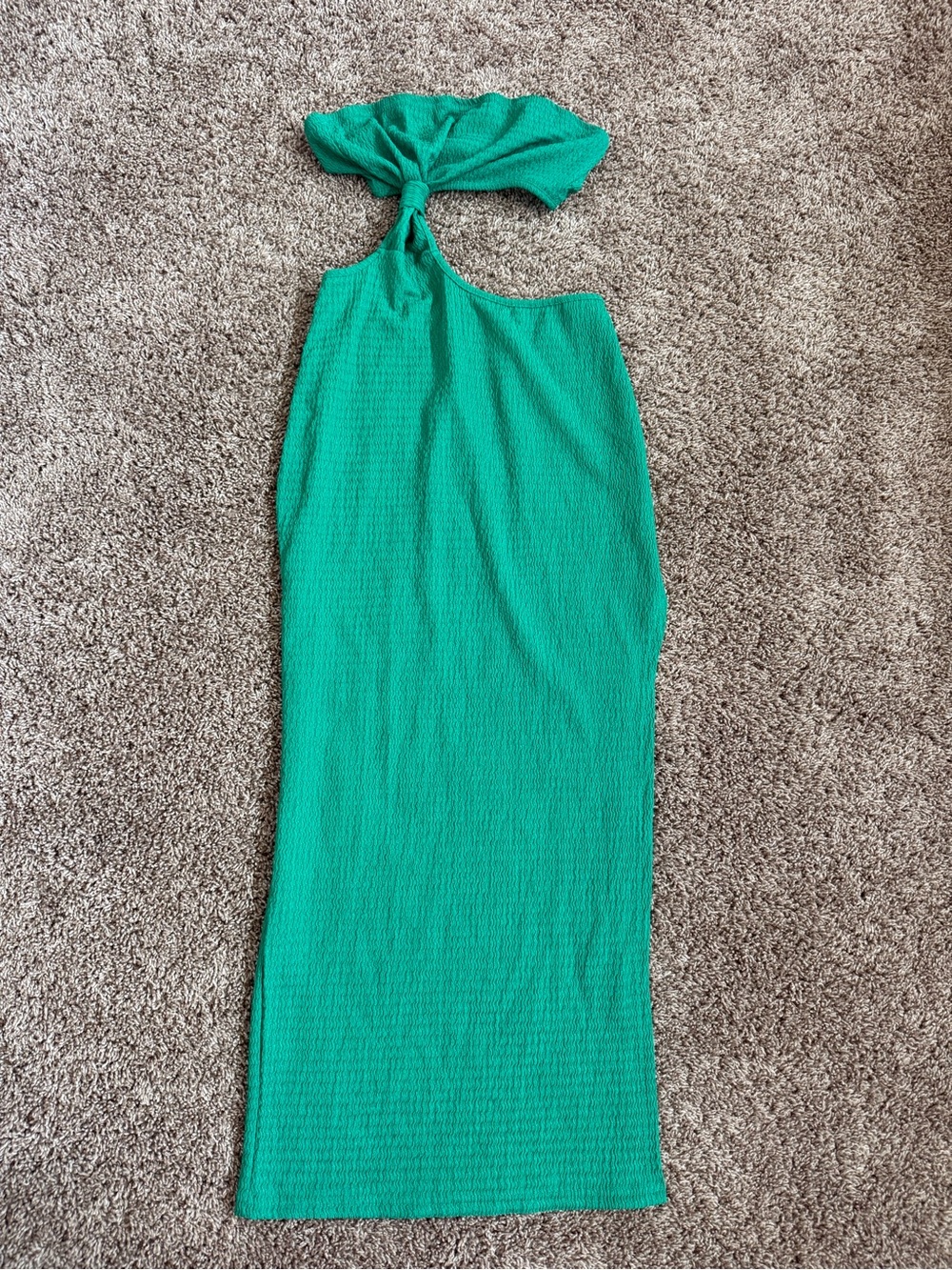 SHEIN Green One-Shoulder Knot Bodycon Dress